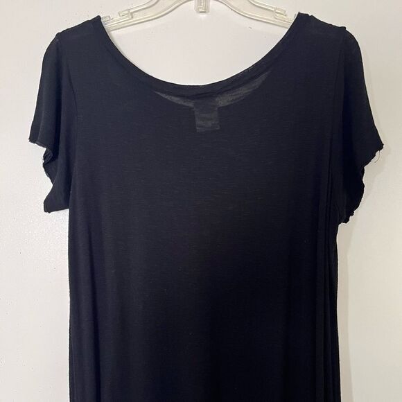 Freeloader Black Midi Dress Hi-Low Burnout Tee T-Shirt Rayon Made in USA Small - Picture 7 of 11